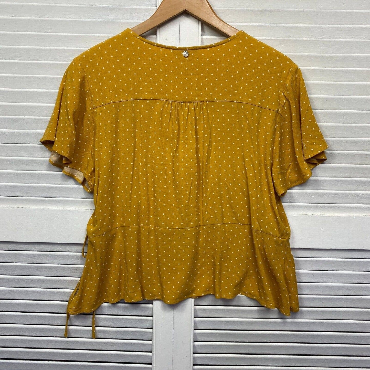 Dannii Minogue Top 16 Petites Mustard Polka Dots Wrap V Neck Viscose