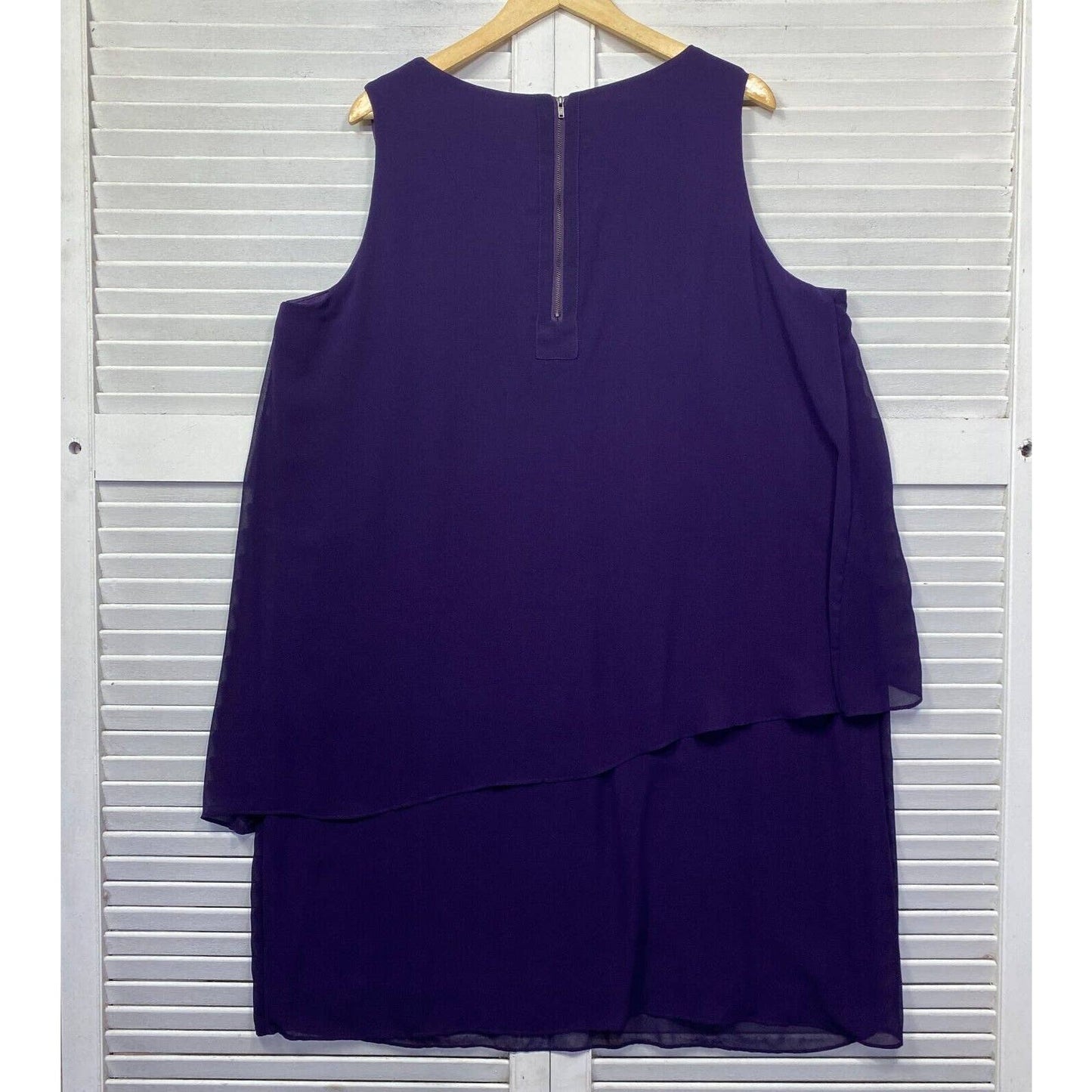 Autograph Dress Size Plus 18 Purple Sleeveless Sheer Overlay Knee Length NEW