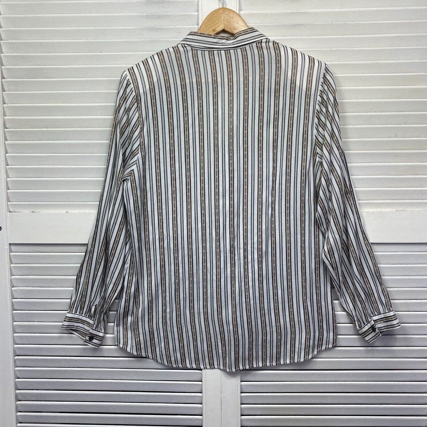 Vintage Katies Top Womens 14 Striped White Button Up Cottage Made in Australia