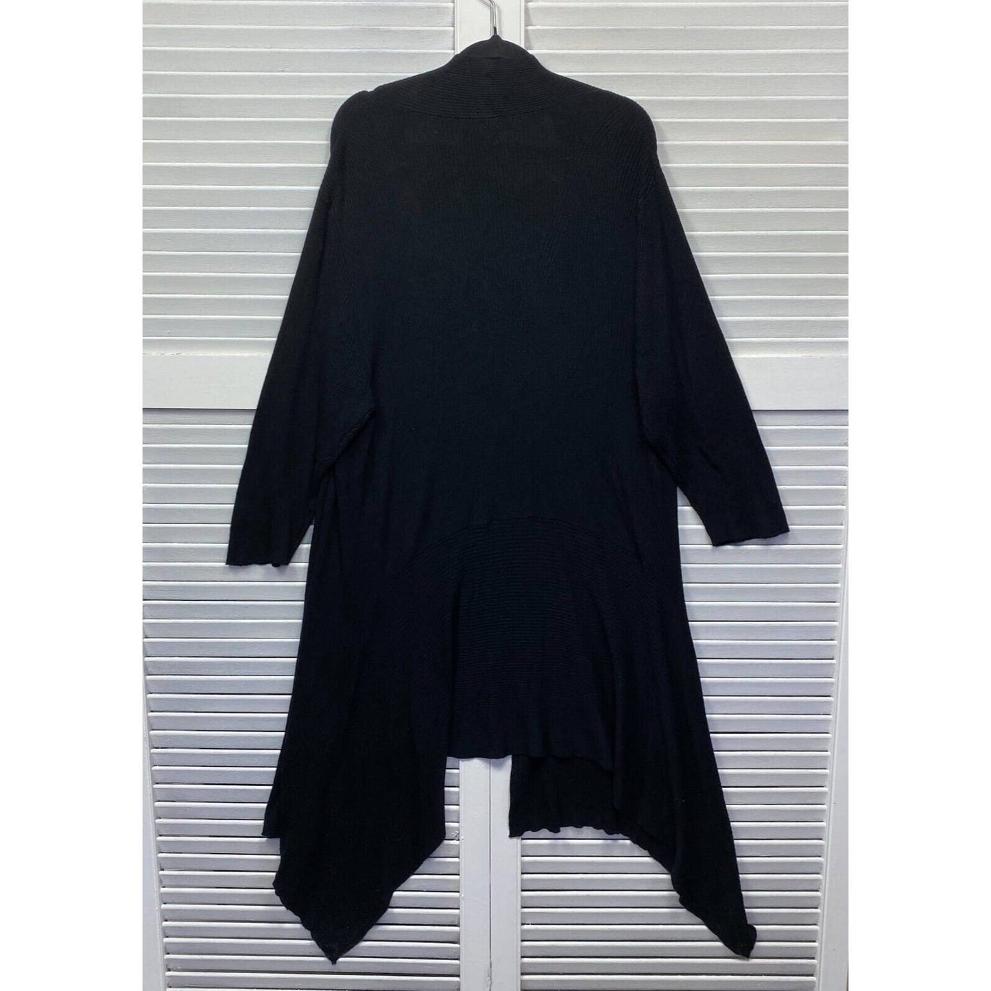 beme Jumper Cardigan Womens XS 14 Plus Size Longline Black Viscose Open Front