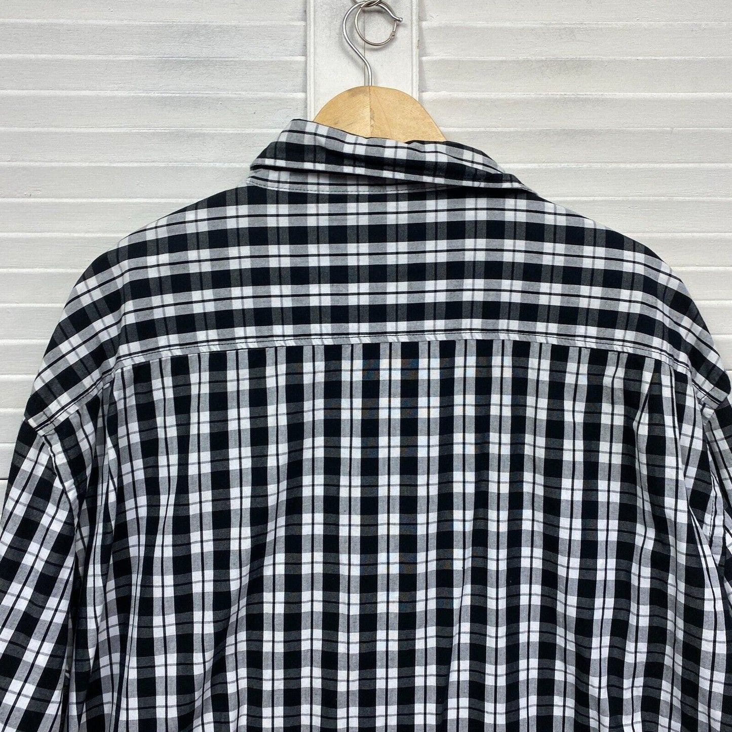 Joe & Co Shirt Mens 6XL Plus Black White Check Long Sleeve Big & Tall Preloved