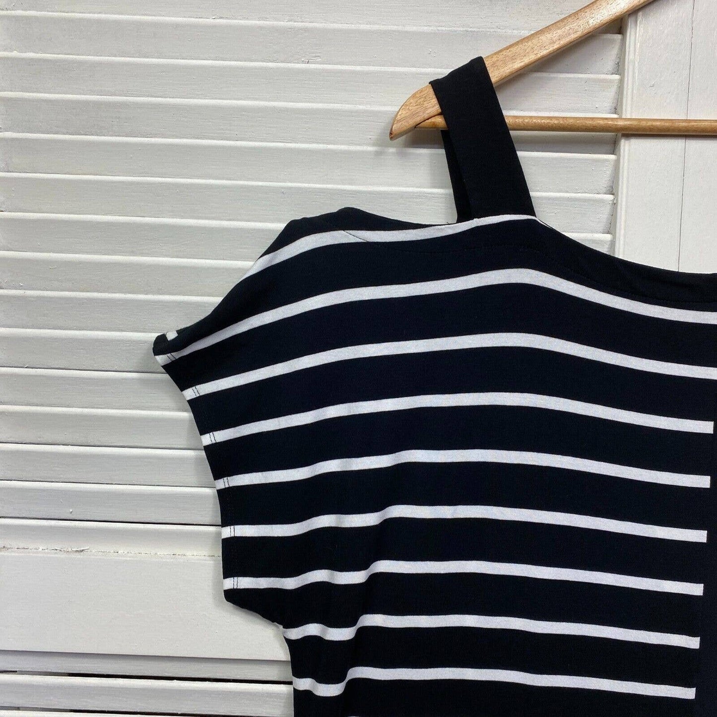 Taking Shape Dress Womens 18 Plus Medium Black White Striped Cold Shoulder New