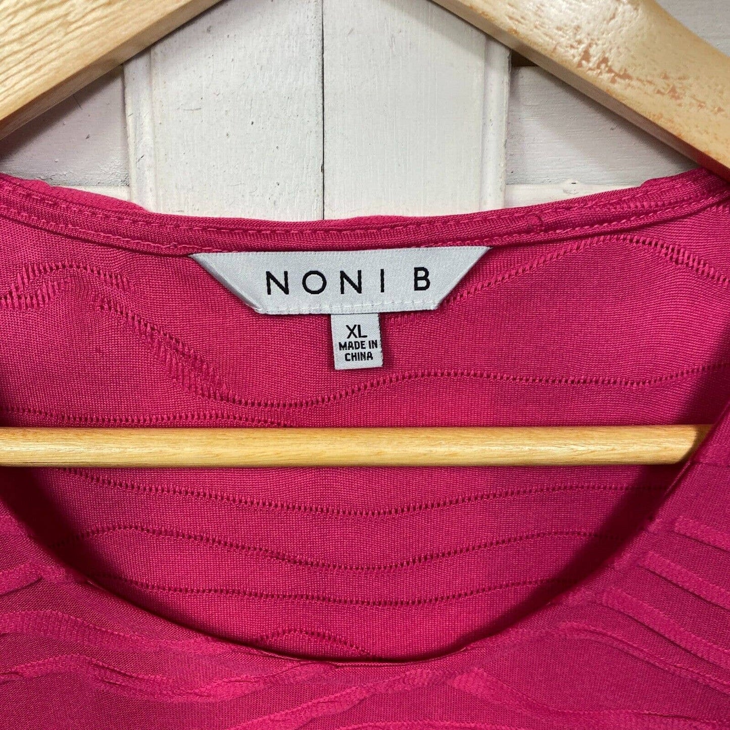 Noni B Blouse Top Womens Size XL 16 Plus Pink Short Sleeve Ribbed