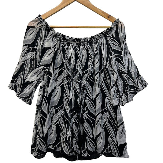 Sussan Black and White Off Shoulder Top - Size 12