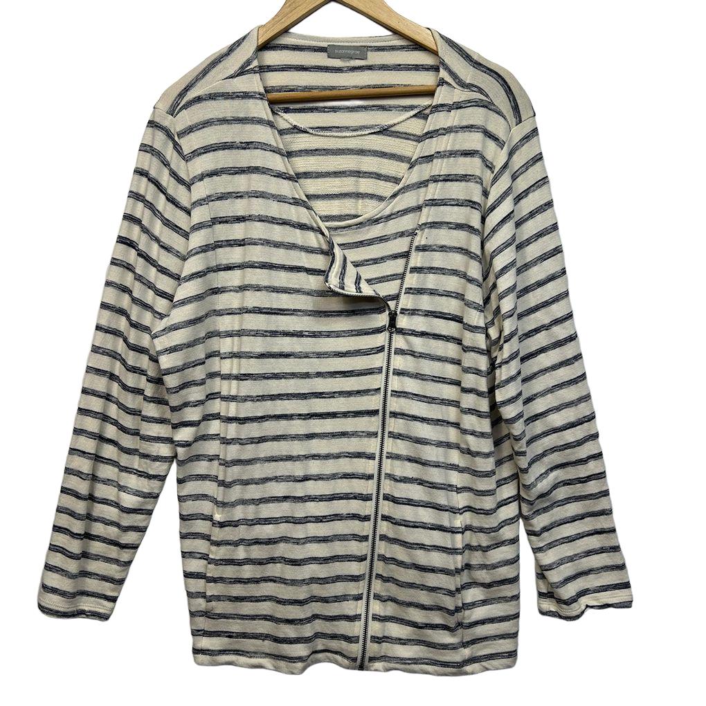 Suzanne Grae Cream Striped Cotton Jumper - Size L