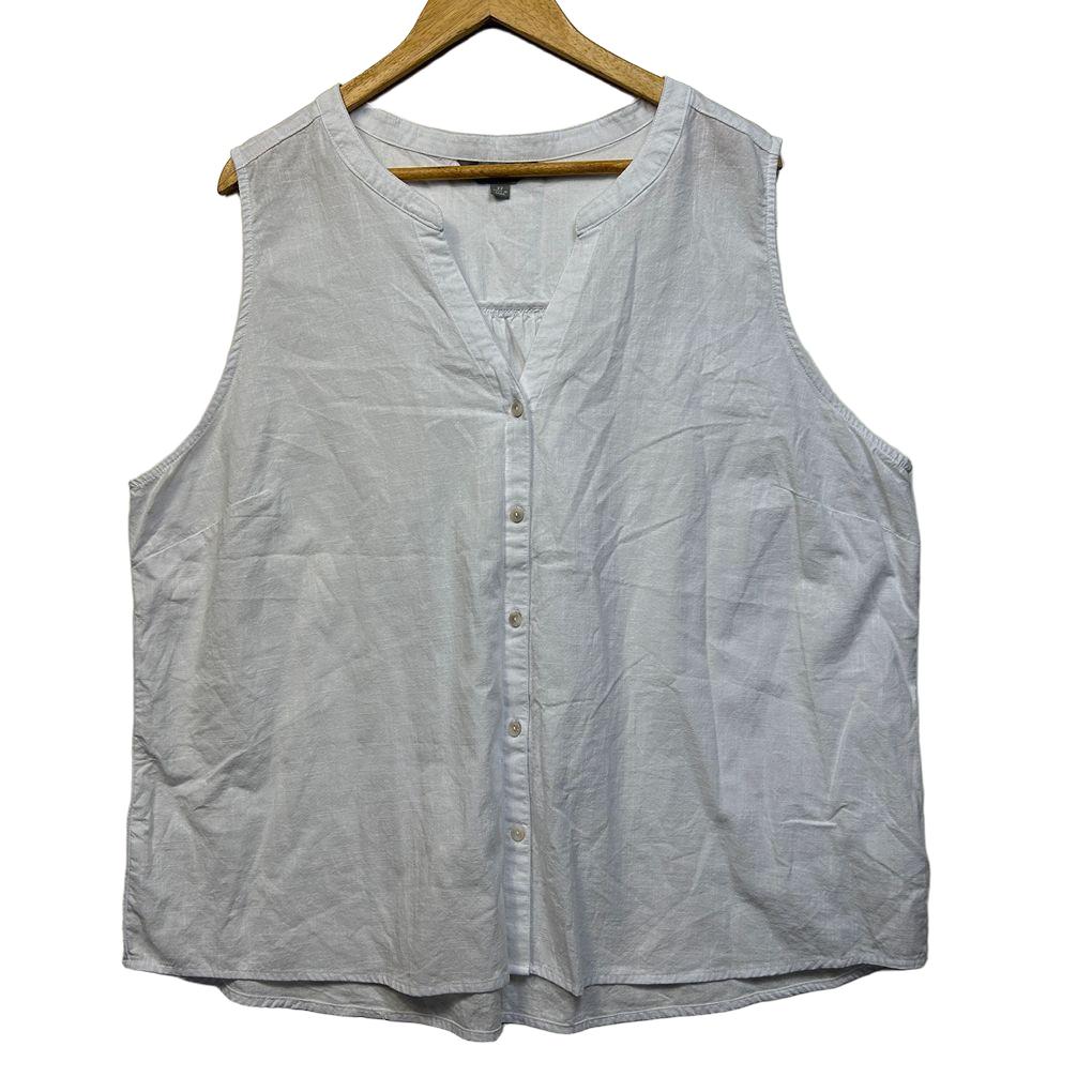 Suzanne Grae White Cotton Sleeveless Top - Size 22 (Fault)