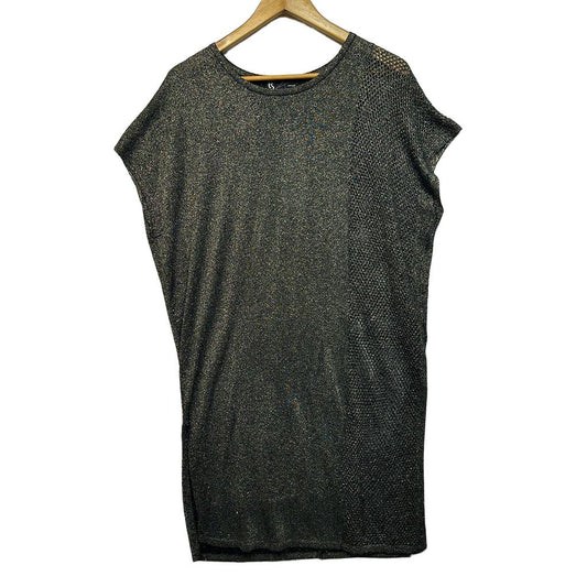 Taking Shape Charcoal Metallic Knit Top - Size 16/S