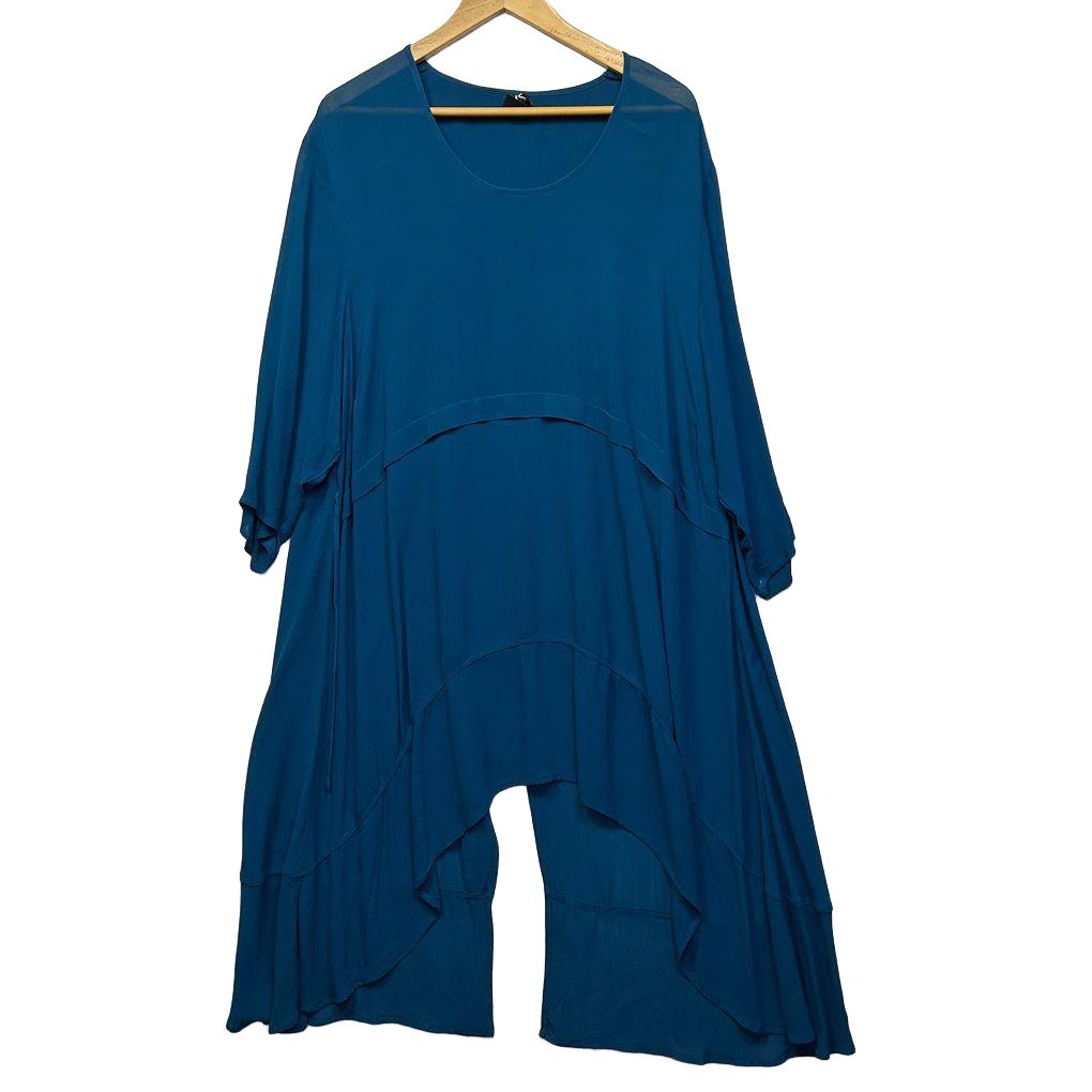 Taking Shape Teal Layered Top/Layered Dress - Size 22