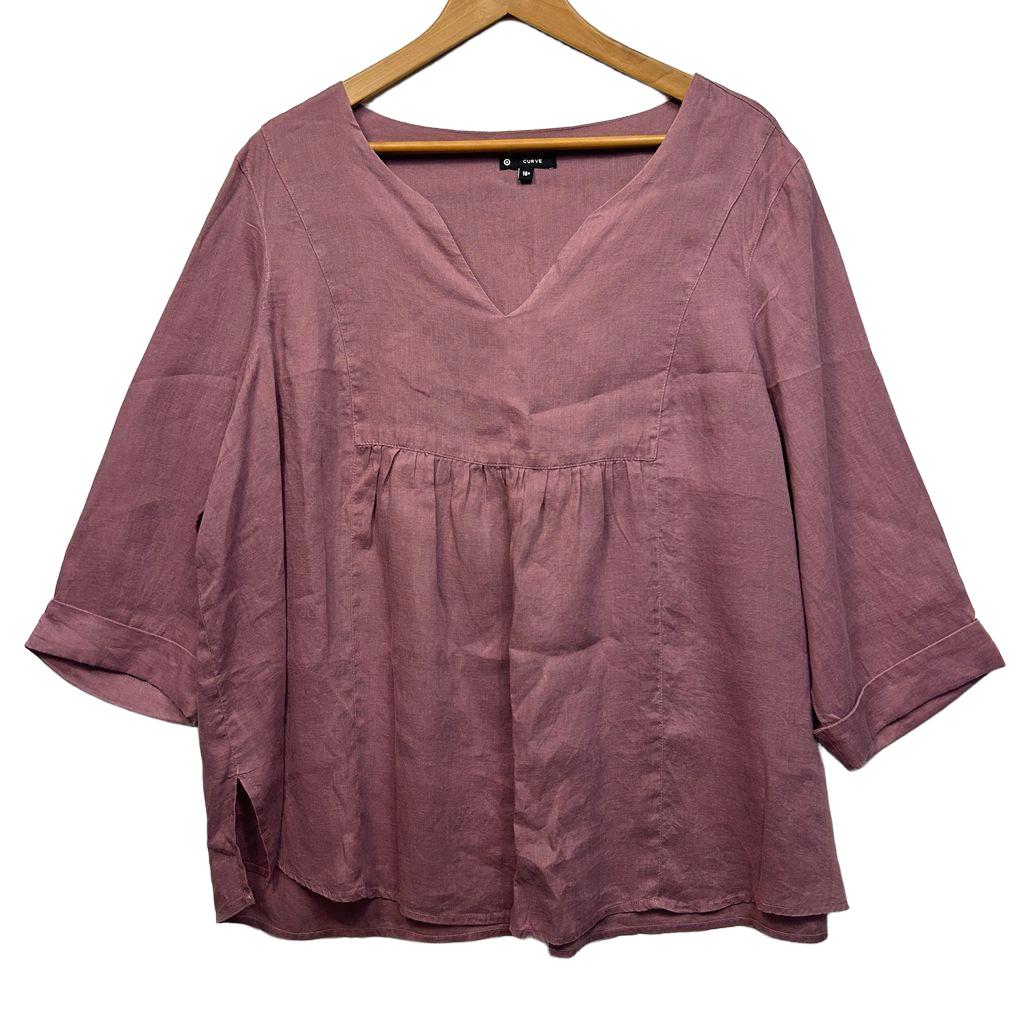 Target Curve Pink Linen Top - Size 18