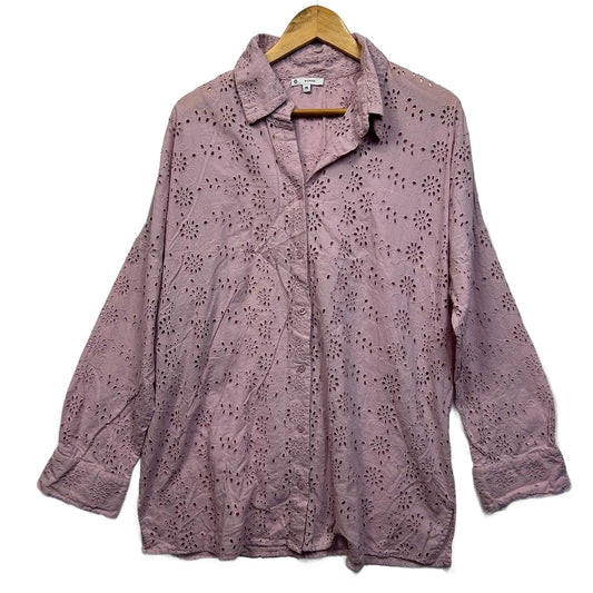 Target Mauve Broderie Cotton Shirt - Size 18