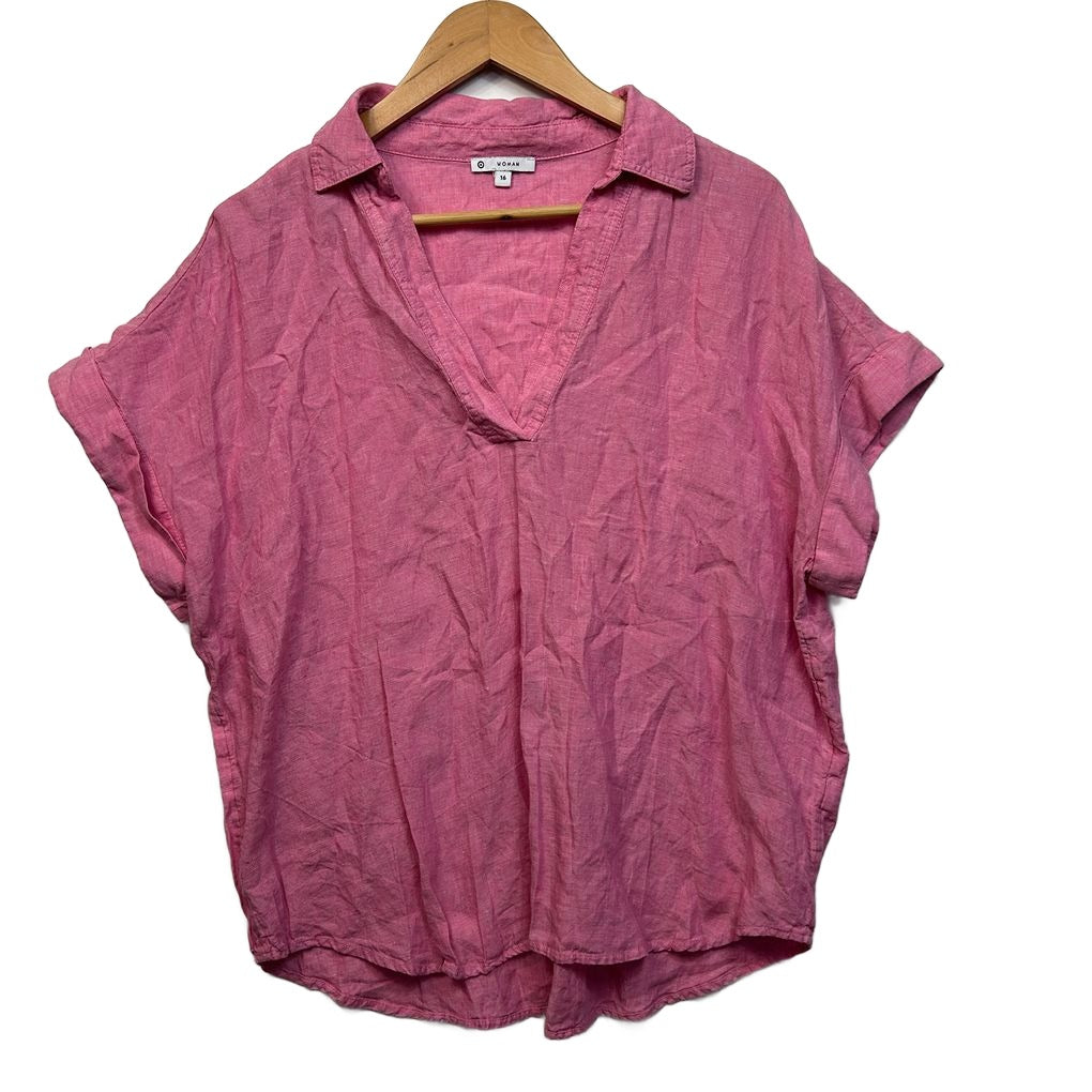 Target Pink Linen Shirt - Size 16