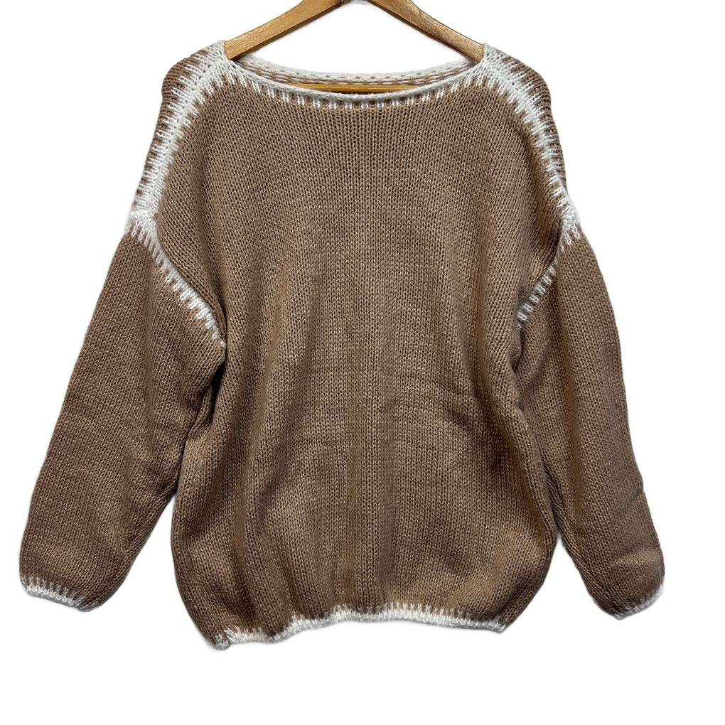 Taupe Boat-Neck Jumper - Size 1XL