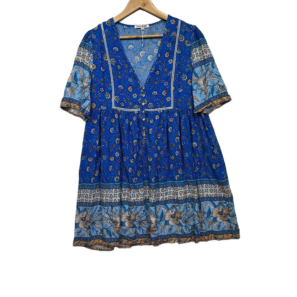 Vine Apparel Blue Boho Dress - Size 16