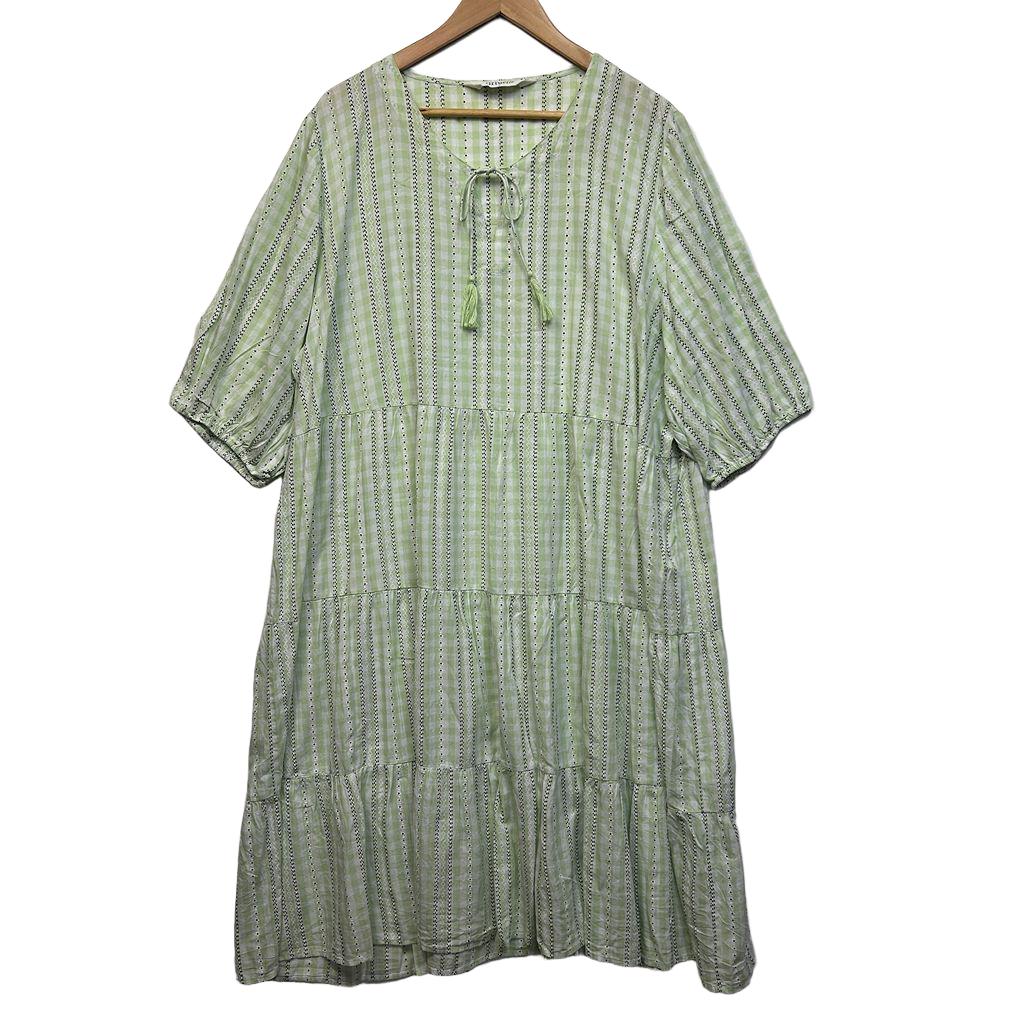 Virtuelle Green Cotton Tiered maxi Dress - Size 24