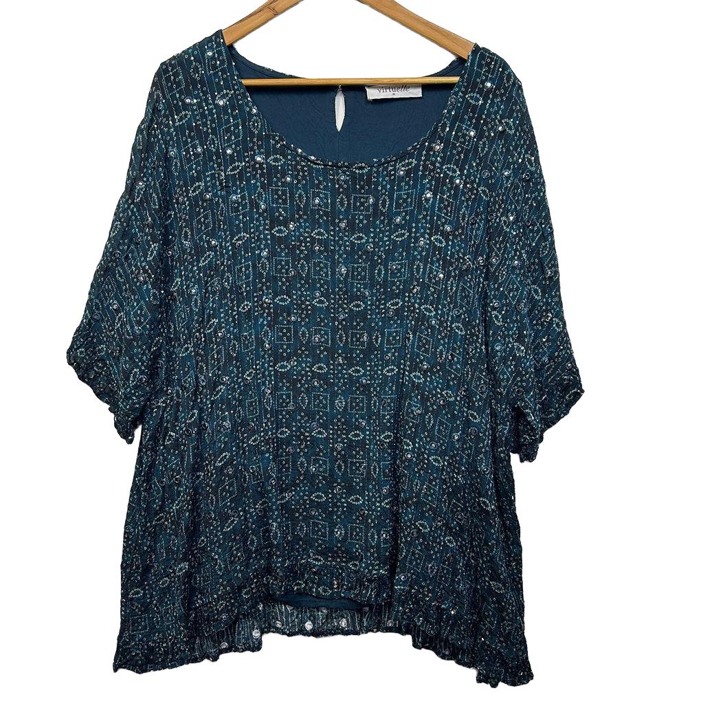 Virtuelle Teal Sequin Top - Size 24