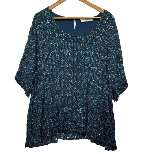 Virtuelle Teal Sequin Top - Size 24